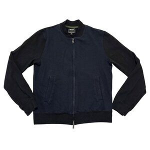 Todd Snyder Contrast Varsity Jacket Zip Up Sweatshirt Size M Navy Blue Black